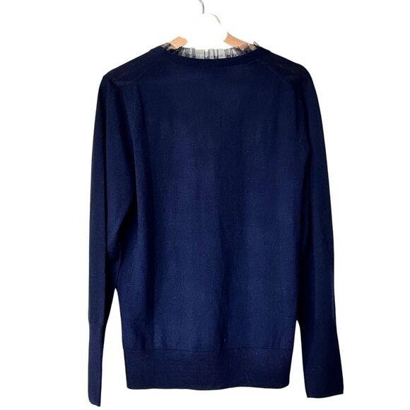 J.Crew M Merino Wool V-Neck ruffle long sleeves pullover Sweater - Picture 3 of 12